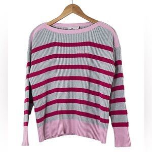 Vineyard Vines | Pink/gray cotton blend ribbed knit boatneck sweater siz…